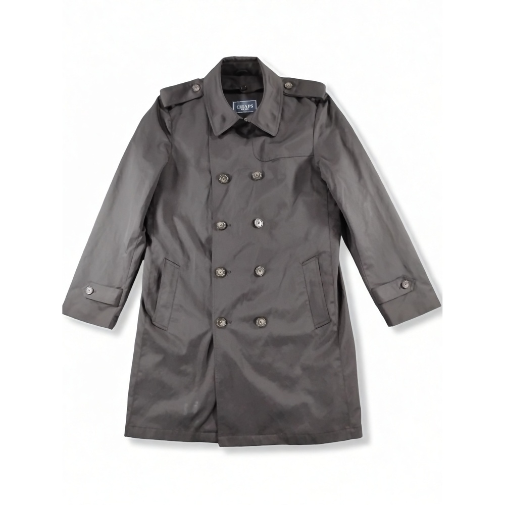 Chaps Minimalist Preppy Double Breasted Trench Coat Removable Warmer Sz M Cotton